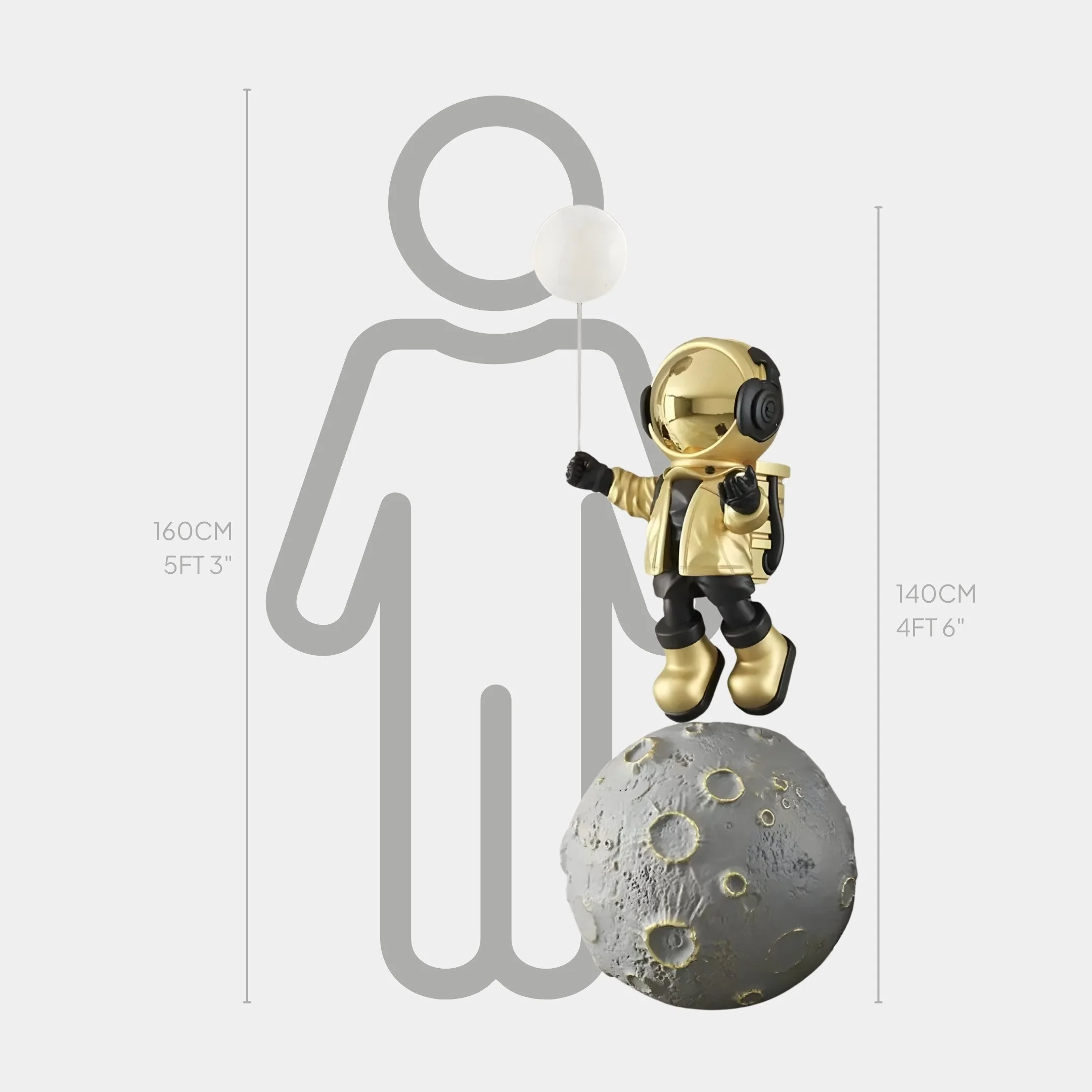 Large Celestial Gold Astronaut Balloon Moonwalk Sculpture - 140cm - Image 2