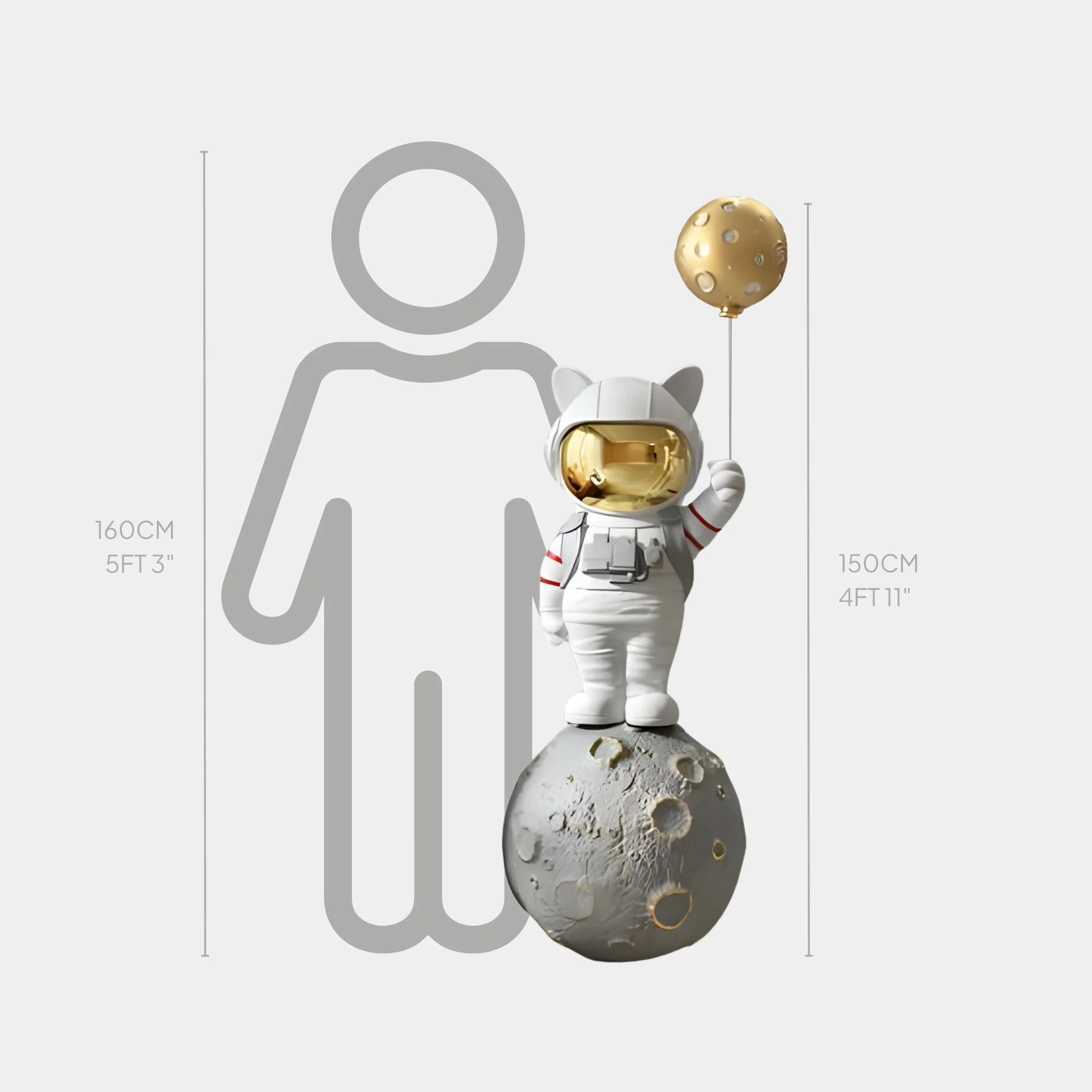Large Nova White Astronaut Kitty Moon Balloon Sculpture - 150cm - Image 2