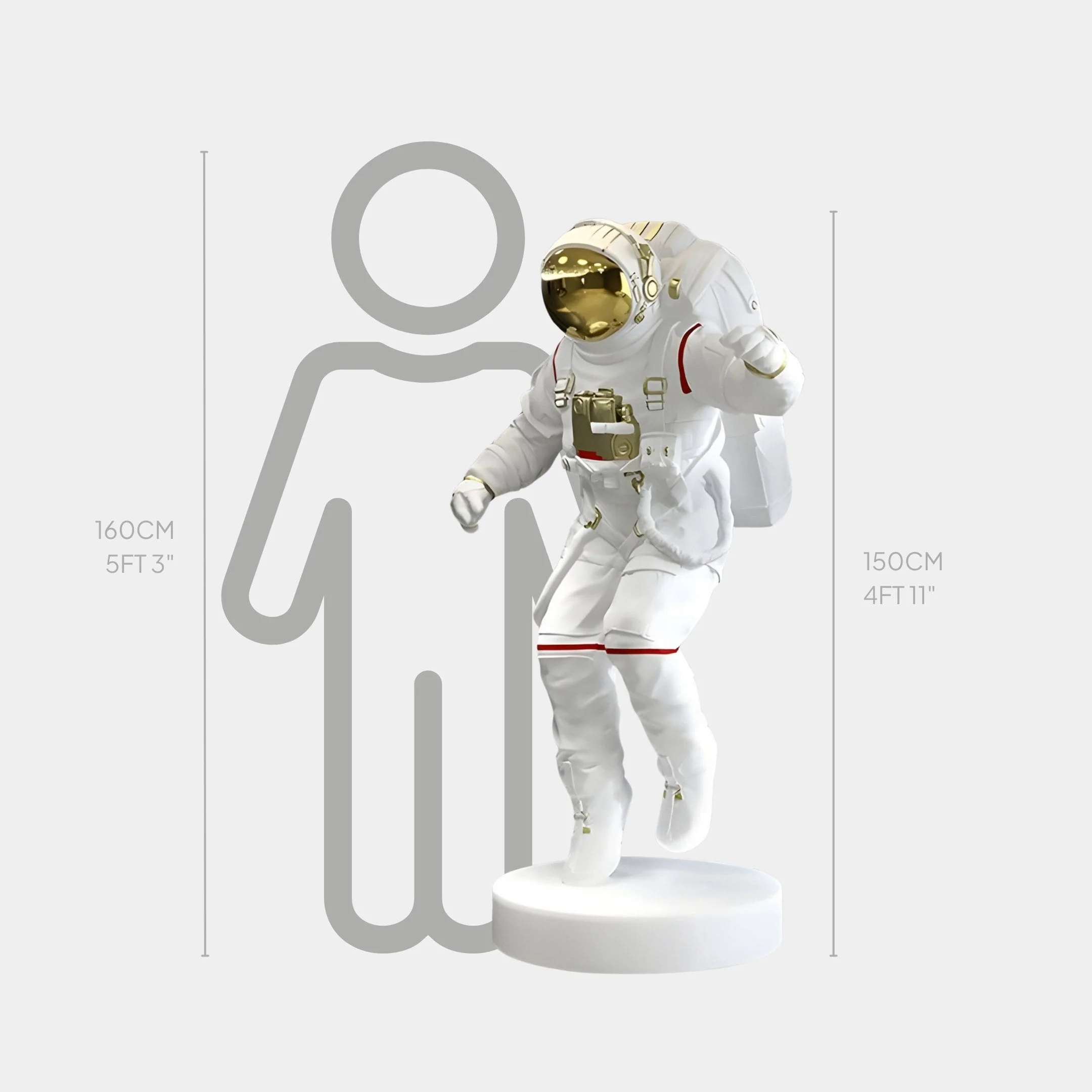 Large White Space Astronaut Explorer Sculpture - 150cm - Image 2