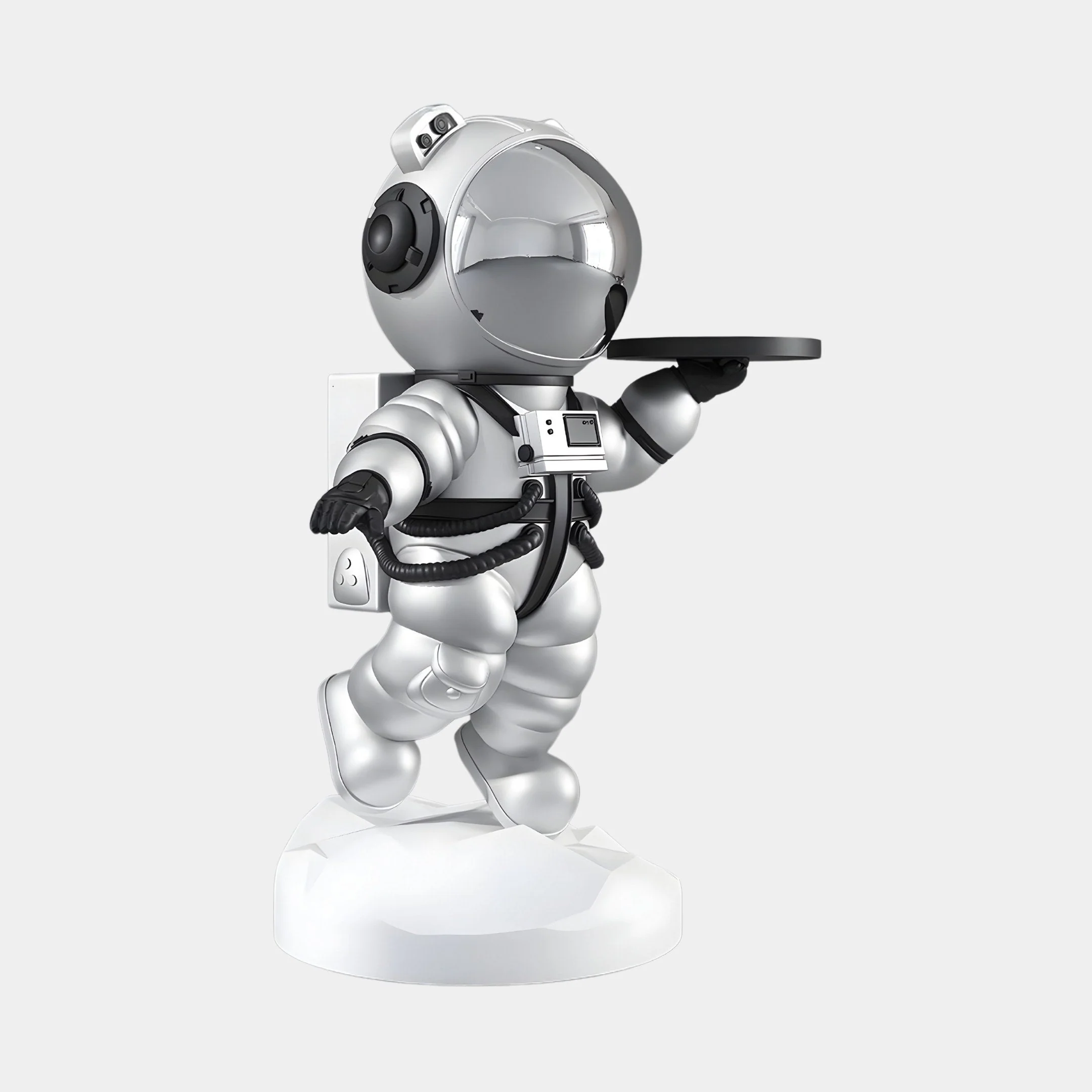 Medium Astral Silver Astronaut Bear Butler Sculpture - 90cm - Image 2