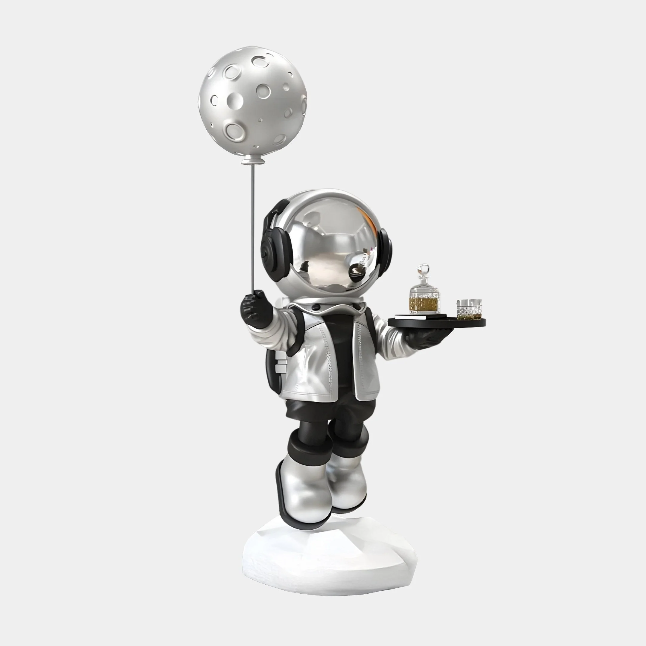 Medium Lunar Silver Astronaut Butler Balloon Sculpture - 80cm - Image 2