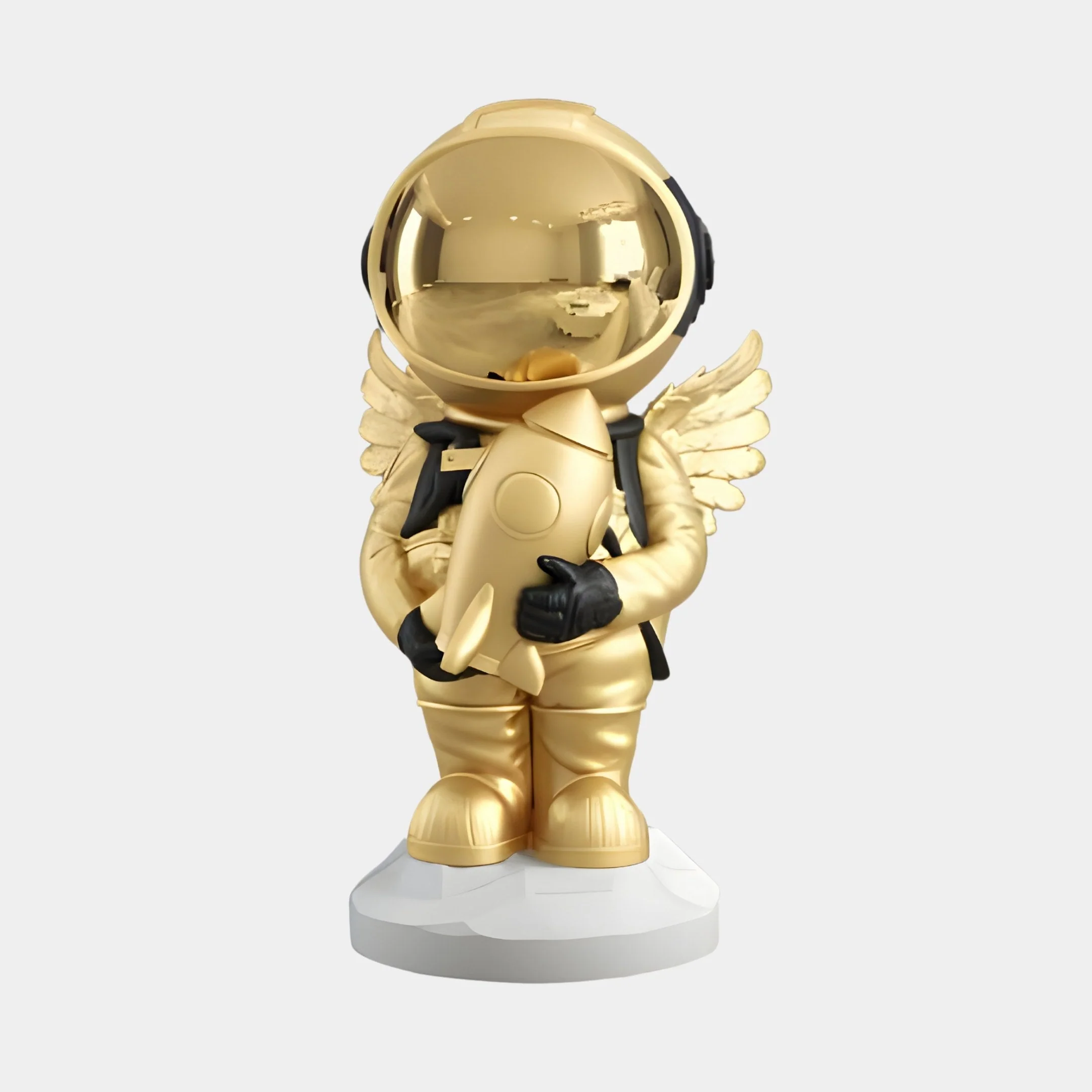 Small Celestial Gold Astronaut Angel Rocket Sculpture - 75cm - Image 2