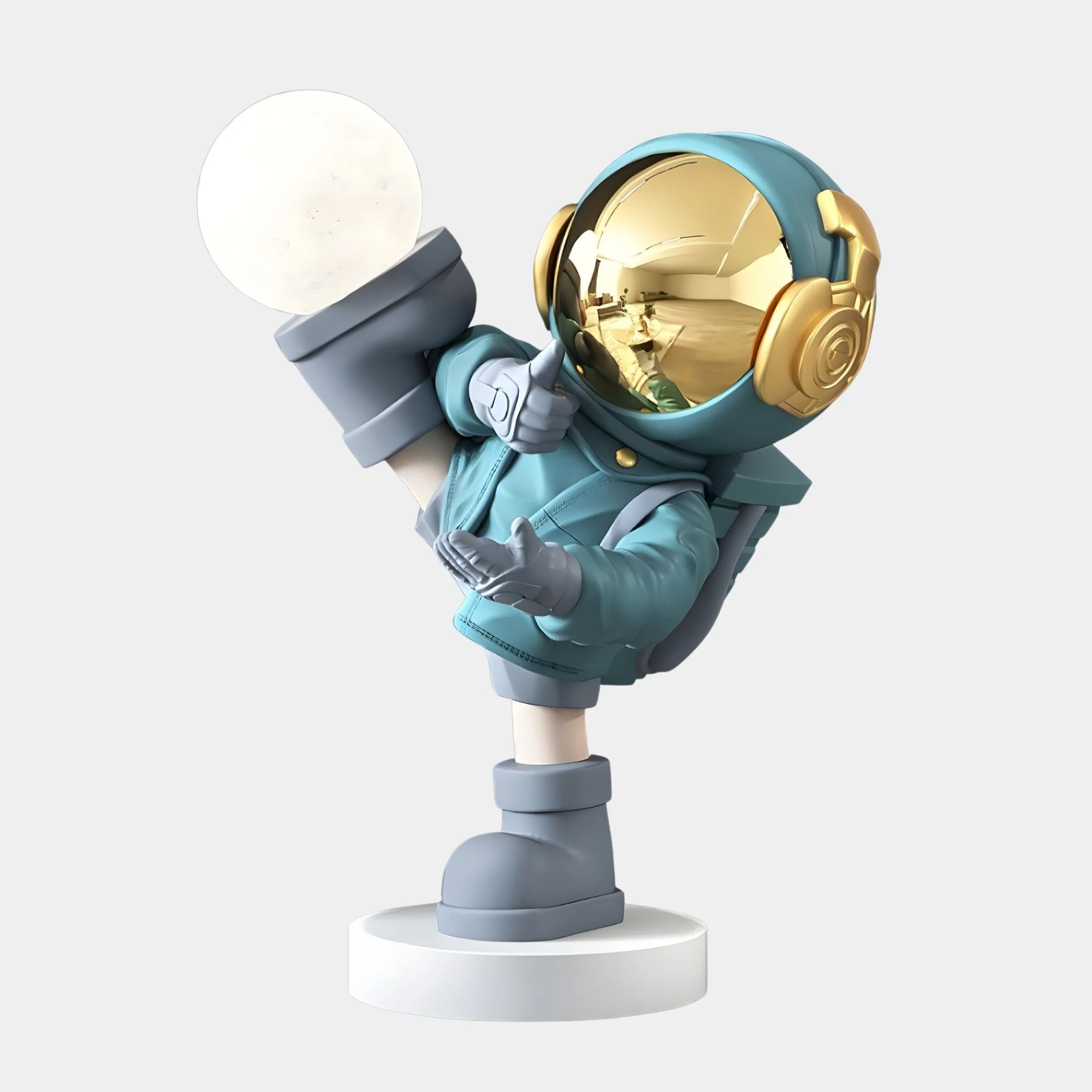 Small Galactic Blue Astronaut Glow Kick Sculpture - 70cm - Image 2