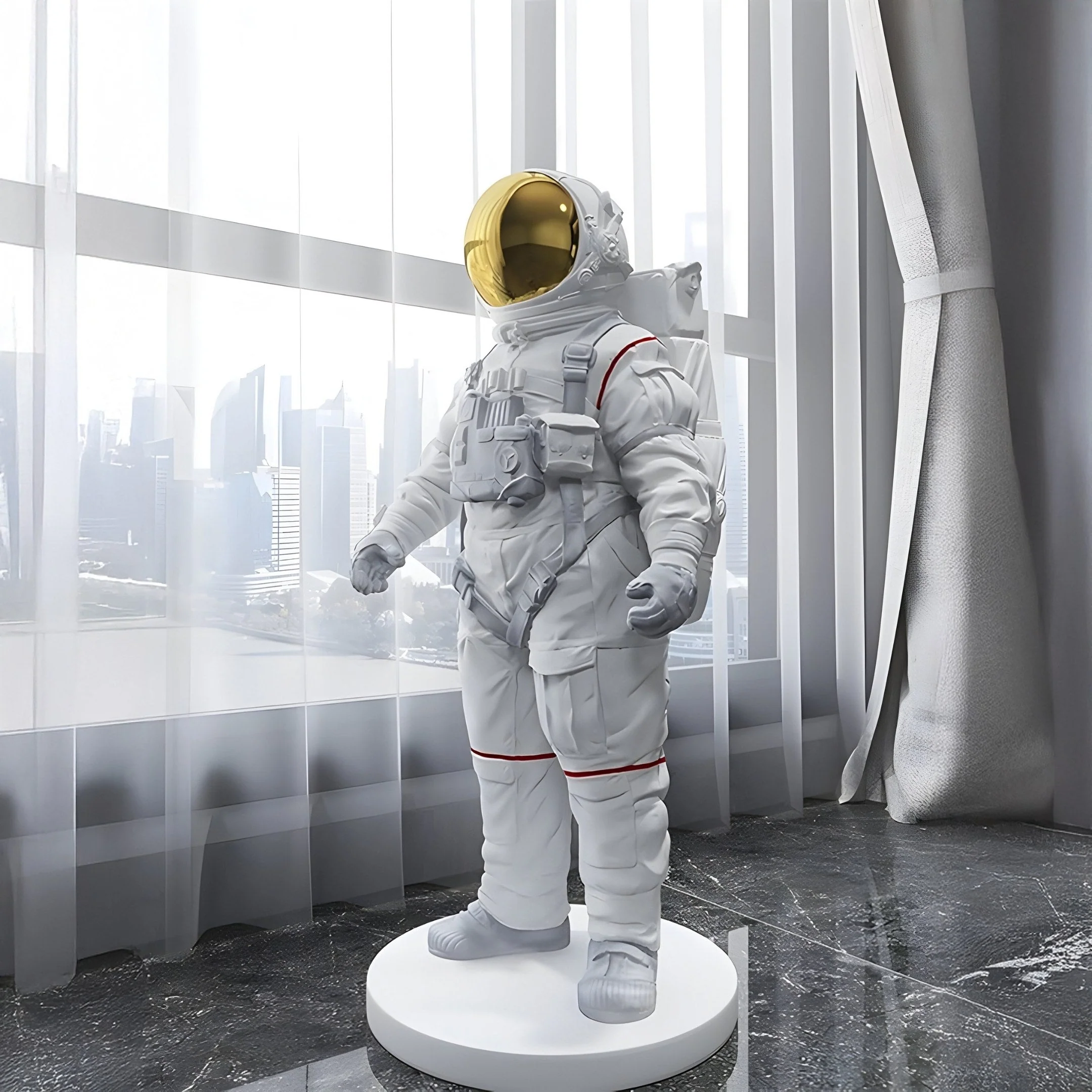 Small White Space Astronaut Standing Sculpture - 58cm - Image 2